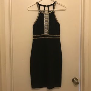 Black Papaya Gold Embellishment Cocktail Dress